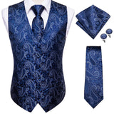 Funki Buys | Vests | Men's 4 Pcs Silk Slim Fashion Waistcoat Sets