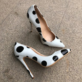 Funki Buys | Shoes | Women's White Black Polka Dot Heels
