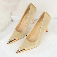 Funki Buys | Shoes | Women's Velvet Stilettos Metal Toe Heel