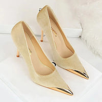 Funki Buys | Shoes | Women's Velvet Stilettos Metal Toe Heel