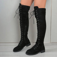 Funki Buys | Boots | Women's Lace Up Over Knee Suede Boots