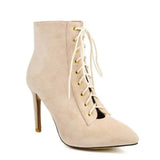 Funki Buys | Boots | Women's Suede Lace Up Stiletto Short Boot