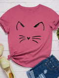 Funki Buys | Shirts | Women's Cute Cat Whiskers Printed T-Shirt