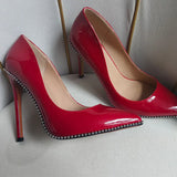 Funki Buys | Shoes | Women's Patent Black Studded Stilettos