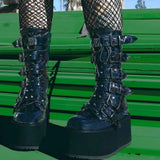 Funki Buys | Boots | Women's Platform Gothic Ring Buckle Boot