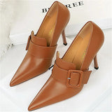 Funki Buys | Shoes | Women's Belt Buckle Pointed Dress Pumps