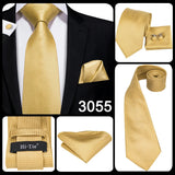 Funki Buys | Neckties | Men's Classic 3 Pcs Yellow Gold Tie Set