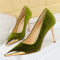 Funki Buys | Shoes | Women's Velvet Stilettos Metal Toe Heel