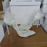 Funki Buys | Shoes | Women's Bow Knot Mesh Bridal Stilettos