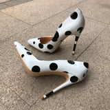 Funki Buys | Shoes | Women's White Black Polka Dot Heels