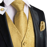 Funki Buys | Vests | Men's 4 Pcs Luxury Gold Vest Tie Set