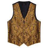 Funki Buys | Vests | Men's 4 Pcs Luxury Gold Silk Tie Vest Set