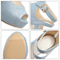 Funki Buys | Shoes | Women's Sequin Peep Toe Platform Sandal