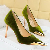 Funki Buys | Shoes | Women's Velvet Stilettos Metal Toe Heel