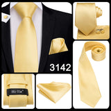 Funki Buys | Neckties | Men's Classic 3 Pcs Yellow Gold Tie Set