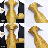 Funki Buys | Neckties | Men's Classic 3 Pcs Gold Floral Tie Set