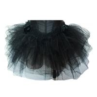 Black tutu skirt with layered tulle, creating a voluminous, elegant look. The fabric is rich and textured, conveying a sense of drama and sophistication.