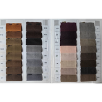 Fabric swatches in shades of brown, gray, pink, and maroon are displayed in two columns, each labeled with codes, showcasing diverse textile colors.