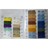 Fabric swatches in various colors displayed on a grid. Colors range from yellow, green, purple, beige, brown, to blue, each labeled with numbers.