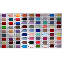Grid of numbered colorful fabric swatches in rows, featuring a spectrum from vibrant reds and blues to muted browns and grays, labeled at bottom.