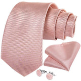 Funki Buys | Neckties | Men's 3 Pcs Silk Pink Wedding Tie Set