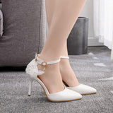 Funki Buys | Shoes | Women's | White Lace High Heels | Wedding Shoes