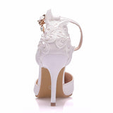 Funki Buys | Shoes | Women's | White Lace High Heels | Wedding Shoes