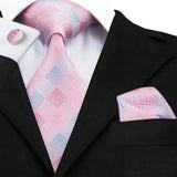 Funki Buys | Neckties | Men's 3 Pcs Silk Pink Wedding Tie Set