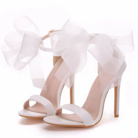 Funki Buys | Shoes | Women's Chiffon Bow Wedding Sandals | Stilettos