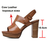 Funki Buys | Shoes | Women's Real Leather Platform Sandal | Block Heel