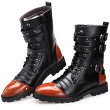 Funki Buys | Boots | Men's Punk Rivet Motorcycle Boots | Buckle Straps