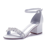 Funki Buys | Shoes | Women's Pearl Bridal Wedding Shoes | Block Heels