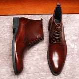Funki Buys | Boots | Men's High-Top Genuine Leather Derby Dress Boots
