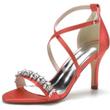 Funki Buys | Shoes | Women's Strappy Satin Bridal Sandals | Dress Shoes