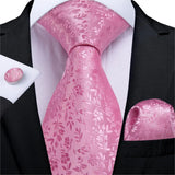Funki Buys | Neckties | Men's 3 Pcs Silk Pink Wedding Tie Set