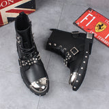 Funki Buys | Boots | Men's Genuine Leather Rivet Ankle Boots | Gothic