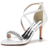 Funki Buys | Shoes | Women's Strappy Satin Bridal Sandals | Dress Shoes