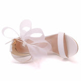 Funki Buys | Shoes | Women's Chiffon Bow Wedding Sandals | Stilettos