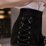 Funki Buys | Shorts | Women's Gothic Punk Shorts | Lace Up Zip Up