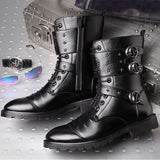 Funki Buys | Boots | Men's Punk Rivet Motorcycle Boots | Buckle Straps