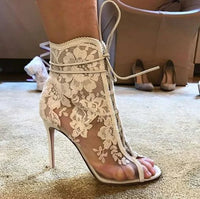 Funki Buys | Shoes | Women's Floral Lace Up Mesh Bridal Shoes