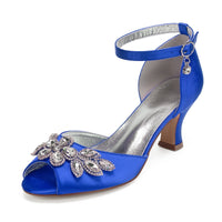Funki Buys | Shoes | Women's Satin Crystal Mid Heel Wedding Shoes