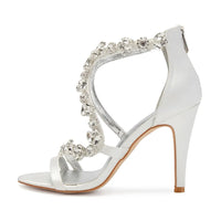 Funki Buys | Shoes | Women's Crystal Satin Crossed Strap Sandals