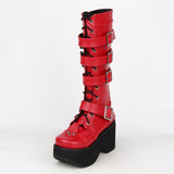 Funki Buys | Boots | Women's Gothic Platform Boots | 4 Buckle Straps