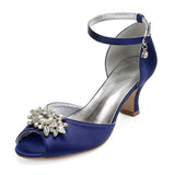 Funki Buys | Shoes | Women's Satin Crystal Mid Heel Wedding Shoes