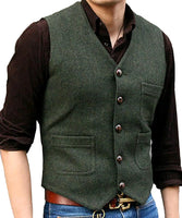 Funki Buys | Vests | Men's Herringbone Tweed Casual Waistcoat | Formal
