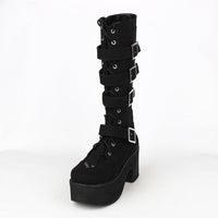 Funki Buys | Boots | Women's Gothic Platform Boots | 4 Buckle Straps