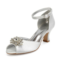 Funki Buys | Shoes | Women's Satin Crystal Mid Heel Wedding Shoes