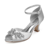 Funki Buys | Shoes | Women's Satin Crystal Mid Heel Wedding Shoes