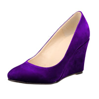 Funki Buys | Shoes | Women's Platform Flock Pumps | Wedge High Heels